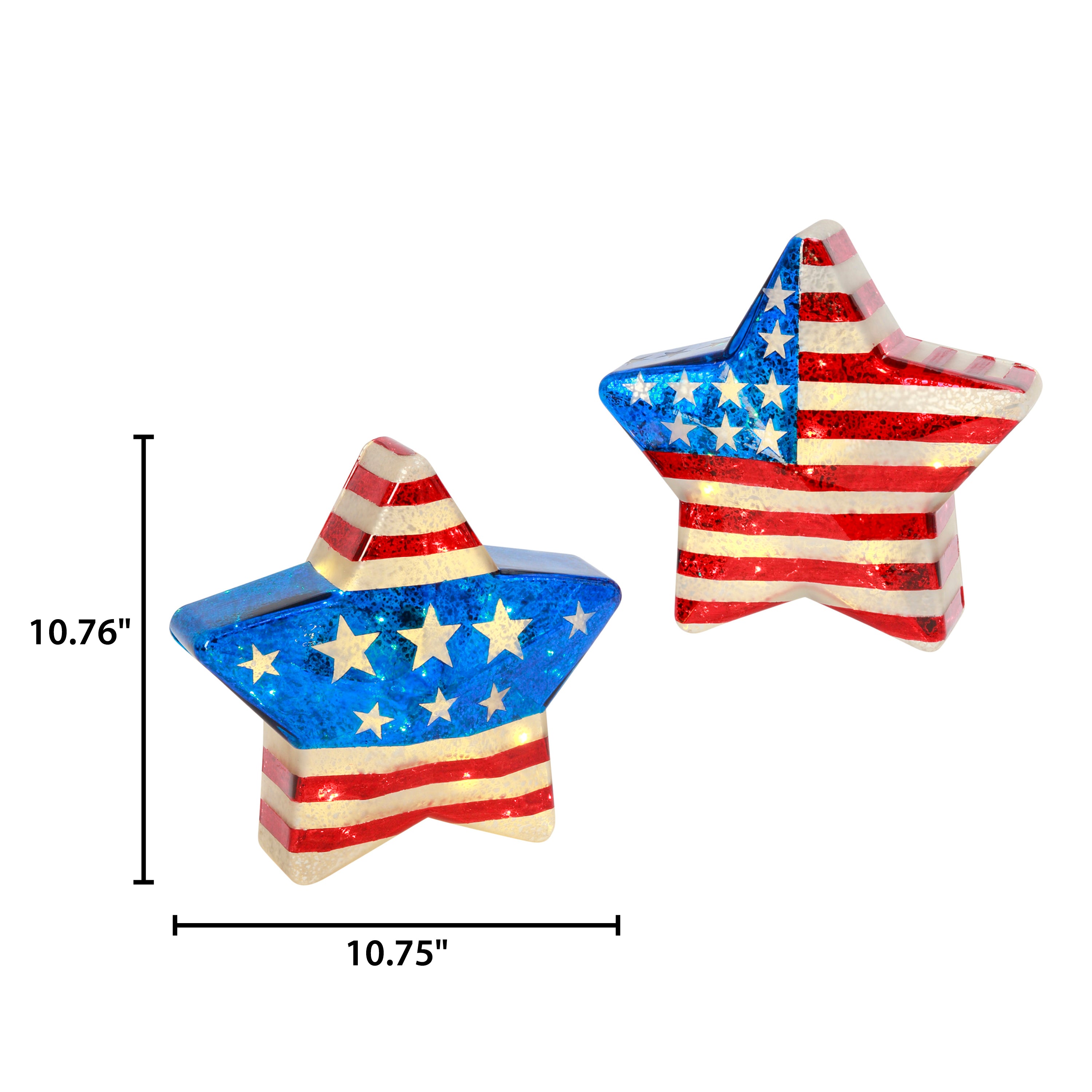 10.6 Illuminating Glass Americana Star, set of 2